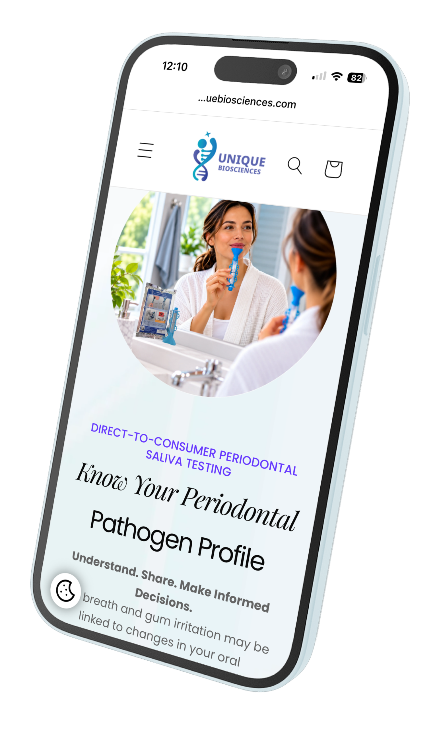 Visit Unique Biosciences to order your at-home saliva test kit